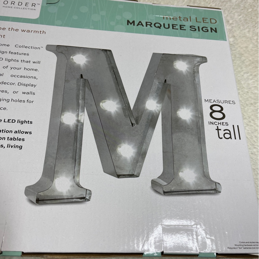 Home Collection “M” Marquee Metal LED Sign - Picture 7 of 16